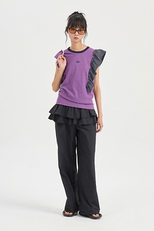 Stripe Mix Sleeveless T-shirt (purple)