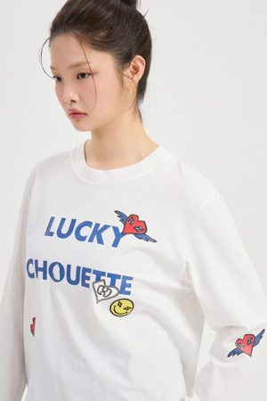 Lettering Point Loose Fit Long Sleeve T-shirt (white)