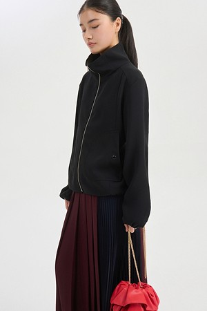 Poly Crop Zip-Up Jumper (black)