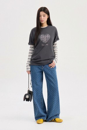 Chouetties by LUCKY CHOUETTE_Dot Pattern Denim Pants (blue)