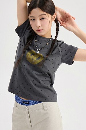 Chouetties by LUCKY CHOUETTE_Slim Fit Graphic Short Sleeve T-Shirt (dark grey) 