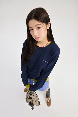 Chouetties by LUCKY CHOUETTE_Unbalance Knit Pullover (dark navy)