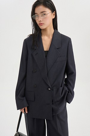 Brown Check Double Jacket (navy)