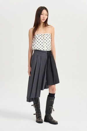 [Atelier] Material MIX Unbalanced Skirt (grey)
