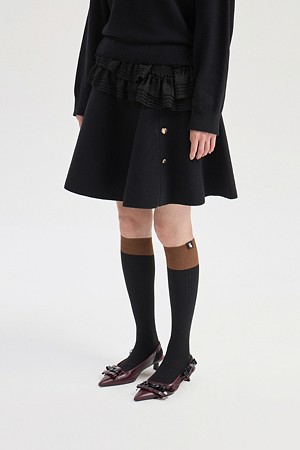 Flare Knit Mini Skirt (black)