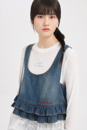 Frill Point Denim Top (blue)