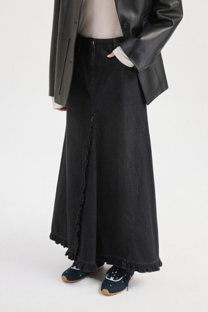 Frill Point Denim Skirt (dark grey)