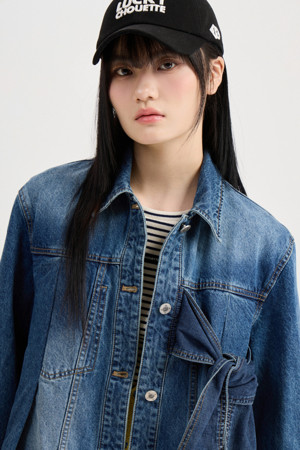 Ribbon Point Over-fit Denim Jacket (blue)