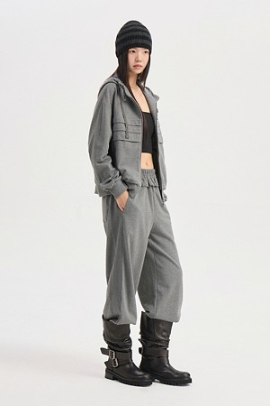 Side Color-Block Jersey Banding Pants (melange grey)