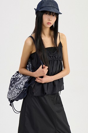 [Re-Order] Lace Patch Slip Blouse (black)