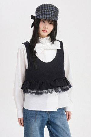 Neck Frill Shirt Blouse (white)