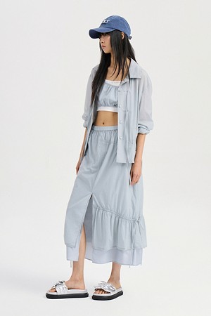 Sheer Shirt Style Blouse (light grey)