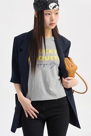 Lettering Point Slim-fit Short Sleeve T-shirts (melange grey)