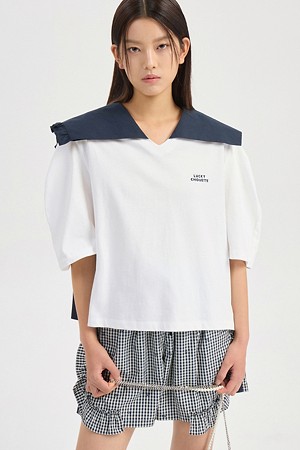 Woven Mix Sailor Short-Sleeve T-Shirt (white)