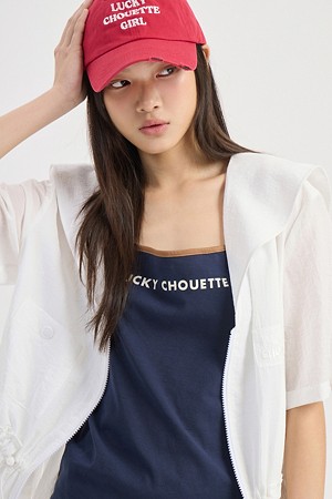 Lettering Point Sleeveless T-Shirt (navy)