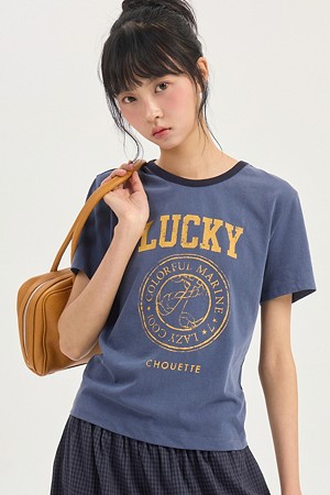 Neck Color Block Slim Fit Short Sleeve T-shirt (dark blue)