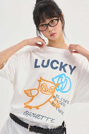 Chouette Point Loose Fit Short Sleeve T-shirt (ivory)