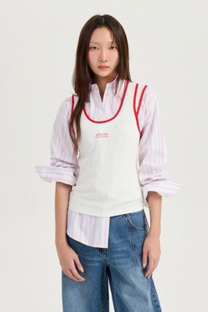 [Atelier] Color Block Point Sleeveless T-shirt (ivory)