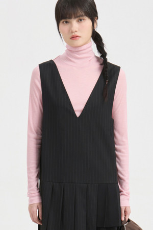 Lettering Point Turtle Neck T-shirt (pink)