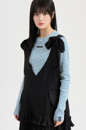 Stripe Slim-fit Long Sleeve T-shirt  (blue)