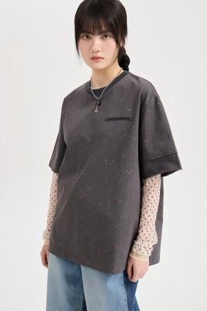 Dot Lace Slim-fit Long Sleeve T-shirt (beige)