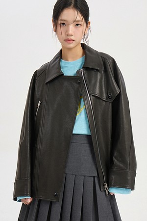 [JDC] Collar Real Leather Jacket (black)
