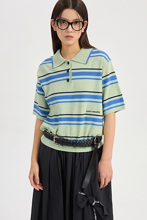 Stripe Collar Pullover (green)