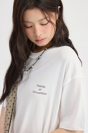 Chouetties by LUCKY CHOUETTE_Suit Back Slit Loose Fit Short Sleeve T-Shirt (white)