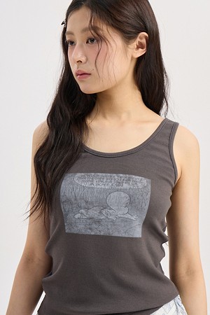 [CASPER X CHOUETTIES] Casper Graphic Sleeveless T-Shirt (dark grey)