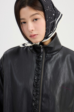 Chouetties by LUCKY CHOUETTE_ Frill Fake Leather Jumper (black)