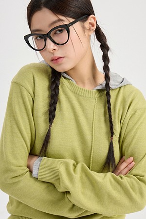 Chouetties by LUCKY CHOUETTE_Unbalance Knit Pullover (olive)