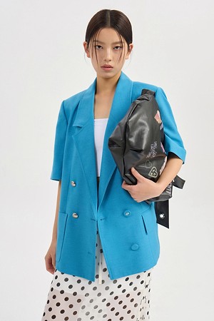 Short Sleeve Linen Jacket (blue)