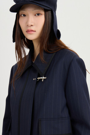 [Atelier] Hem Lace Color Jacket (navy)