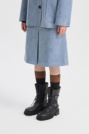 Fake Suede Midi Skirt (blue)