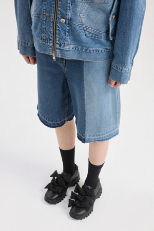 Color Mix Burmuda Denim Shorts (blue)