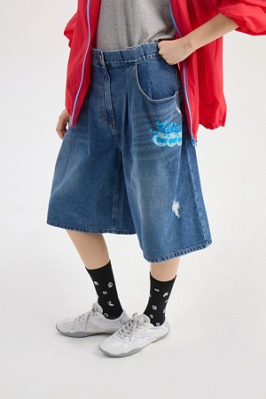 [FELIX X LUCKY CHOUETTE] Tuck Point Denim Short Pants (blue)