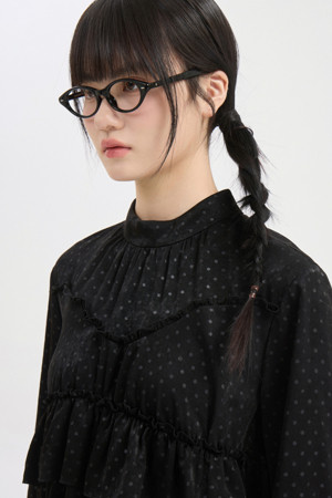 Frill Point Dot Blouse (black)