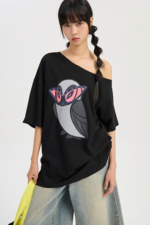 Chouette Point Unbalance Short Sleeve T-shirt (black)