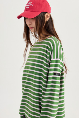 [Atelier] Back Chouette Stripe Long Sleeve T-Shirt (green)