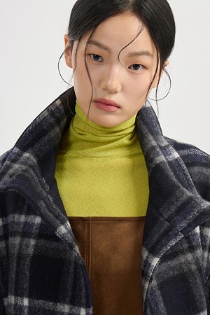 시스루 터틀넥 긴팔 티셔츠 (라임)