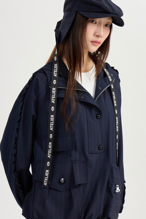 [Atelier] Check Hoodie Anorak Jumper (navy)