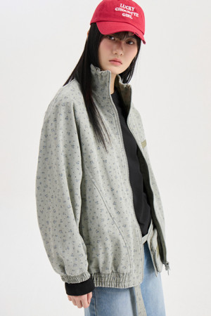 Band Neck Flower Pattern Jumper (khaki)