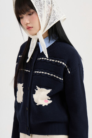 CHOUETTE Point Knit Cardigan (dark navy)