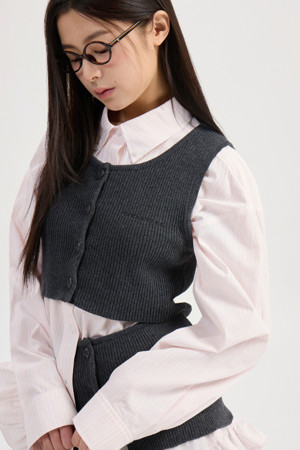 Chouetties by LUCKY CHOUETTE_ Stripe Frill Shirts Blouse (pink)