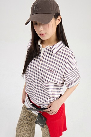 Chouetties by LUCKY CHOUETTE_Stripe Pique Short Sleeve T-shirt (ivory)