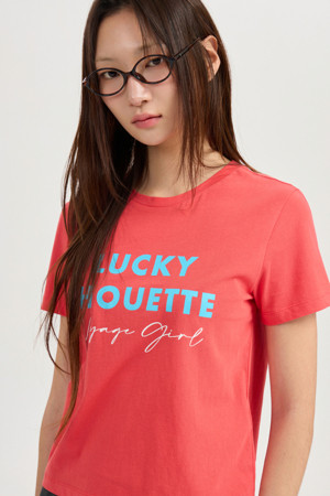 Lettering Point Slim-fit Short Sleeve T-shirts (red)