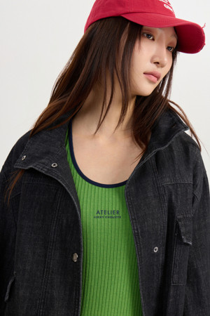 [Atelier] Color Block Point Sleeveless T-shirt (green)