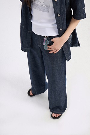 [CASPER X CHOUETTIES] Pocket Point Wide Denim Pants (dark blue)