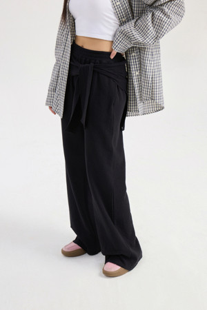 Chouetties by LUCKY CHOUETTE_Layered Detail Jersey Long Pants (black)