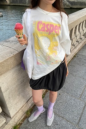 [CASPER X CHOUETTIES] Casper Graphic Loose Fit Short Sleeve T-Shirt (white)